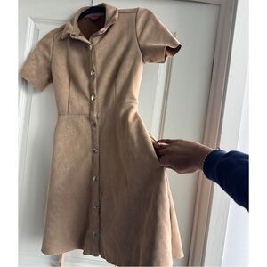 Guess Suede Tan Button-Up Dress